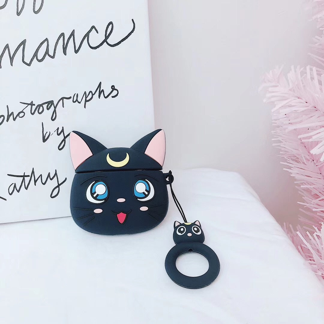 Sailor moon Cat Airpod Case - Black (AirPods 12) - Cat