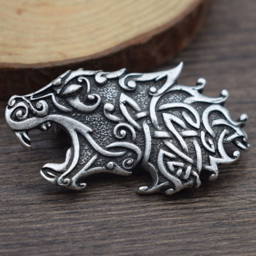 Sterling silver celtic cat brooch