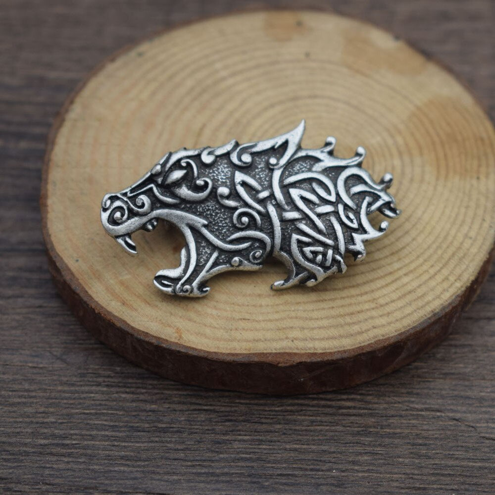 Sterling silver celtic cat brooch