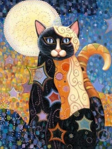 Abstract Cat Diamond Painting - Blue / Square Drill 20X30cm