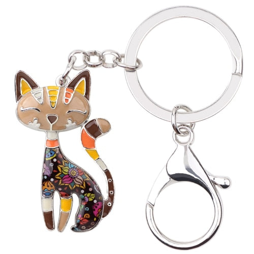 Abstract Cat Keychain - Brown - Cat Keychains