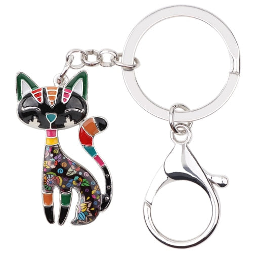 Abstract Cat Keychain - Black - Cat Keychains