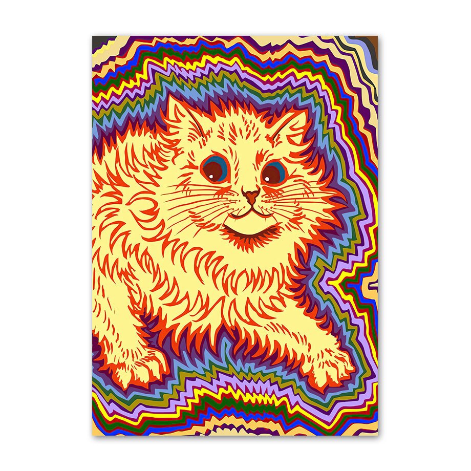 Abstract Cat Painting - 10x15cm No Frame / Orange