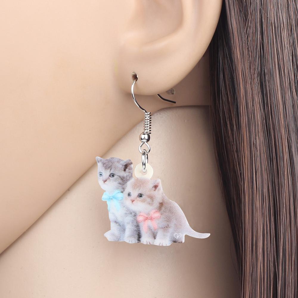 Acrylic Cat Earrings - Cat earrings