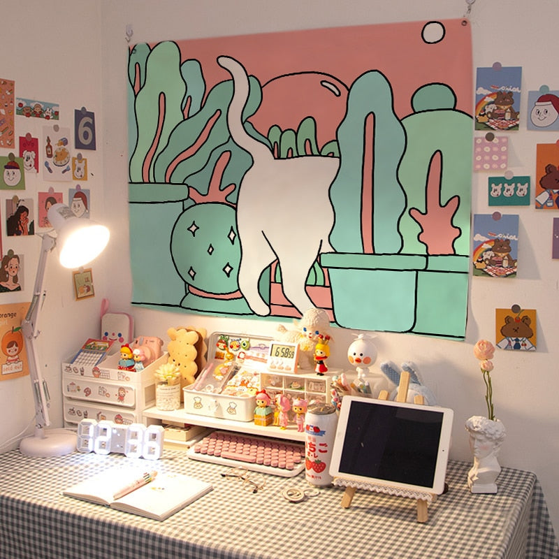 Aesthetic Cat Tapestry - Cat Tapestry