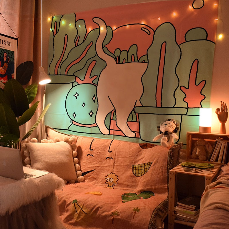 Aesthetic Cat Tapestry - Cat Tapestry