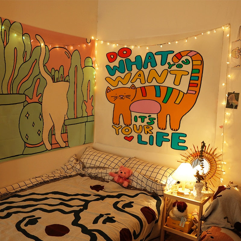Aesthetic Cat Tapestry - Cat Tapestry