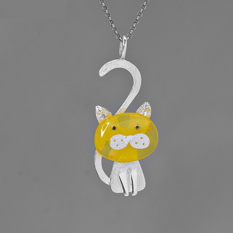 Amber Cat Necklace - Cat necklace
