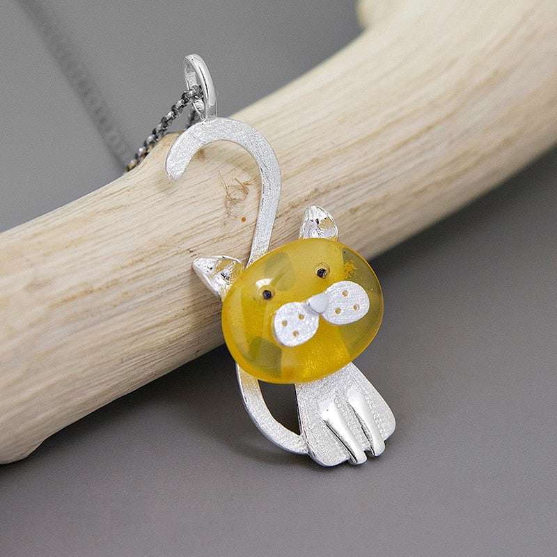 Amber Cat Necklace - Cat necklace