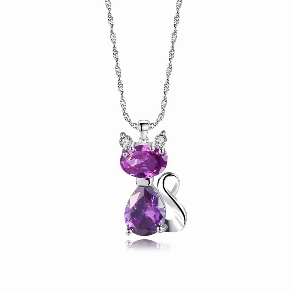 Amethyst Cat Necklace - Cat necklace