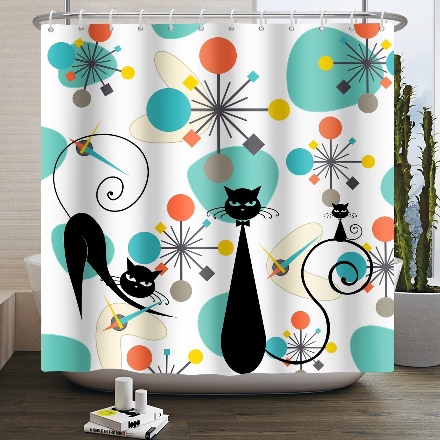 Atomic Cat Shower Curtain - Atomic Cat / W150xH180cm