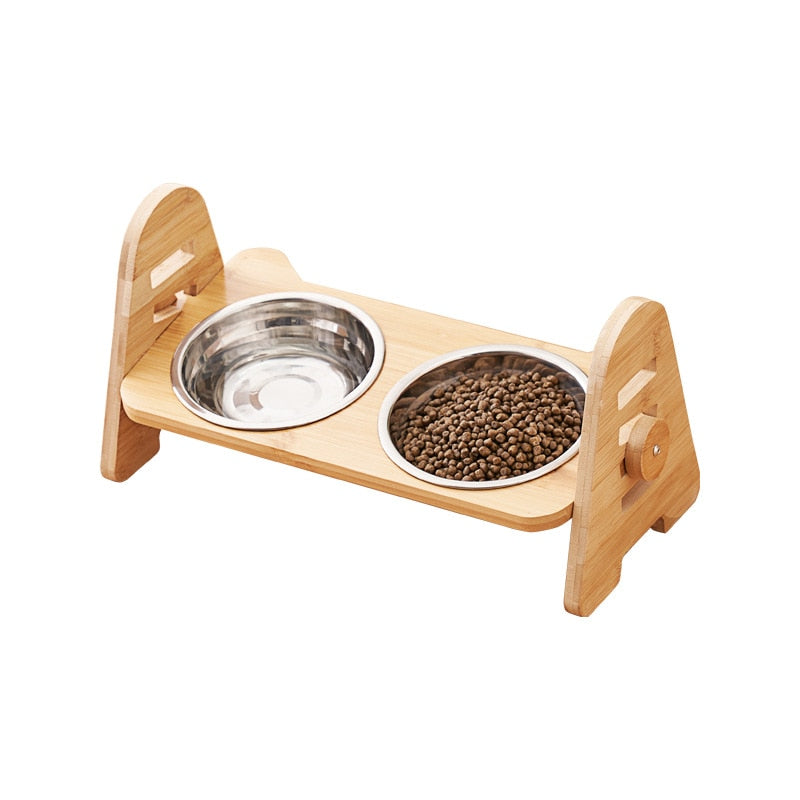 Bamboo Elevated Cat Bowls - Double bowls - Cat Bowls