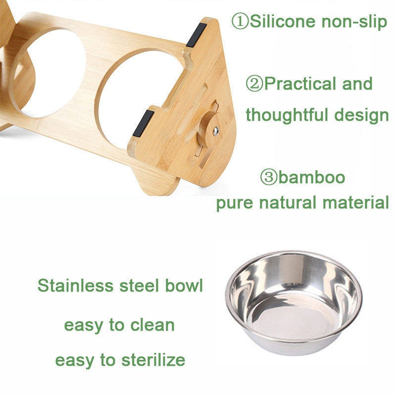 Bamboo Elevated Cat Bowls - Cat Bowls