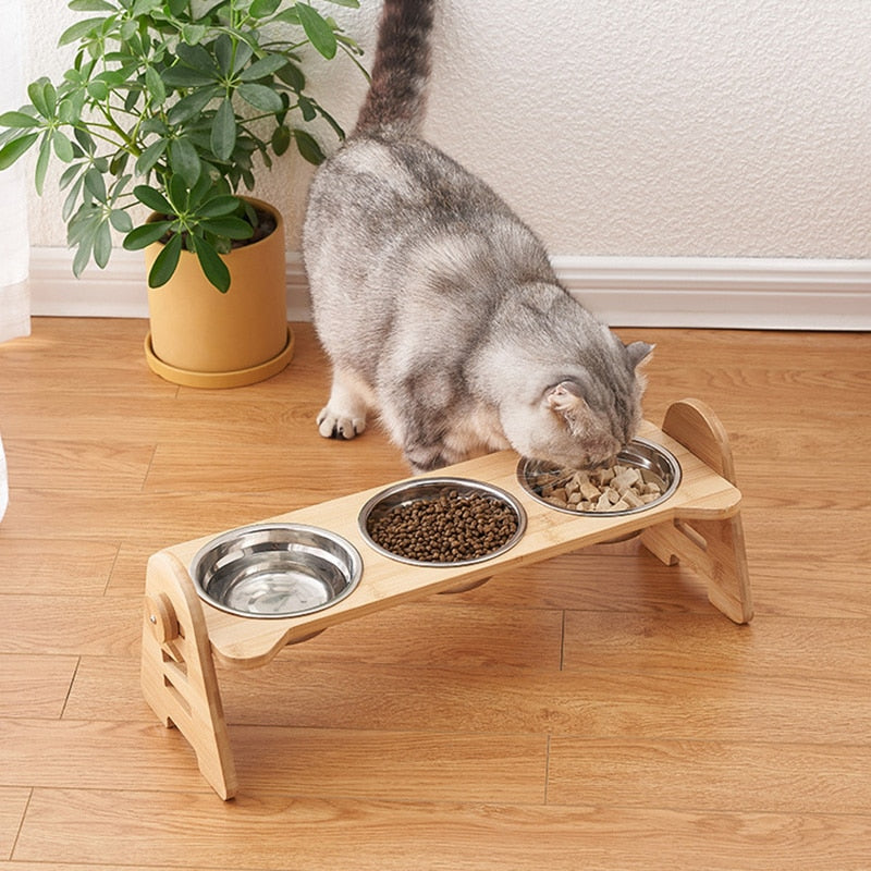Bamboo Elevated Cat Bowls - Cat Bowls