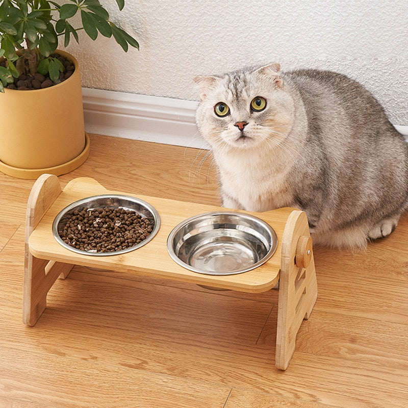 Bamboo Elevated Cat Bowls - Cat Bowls
