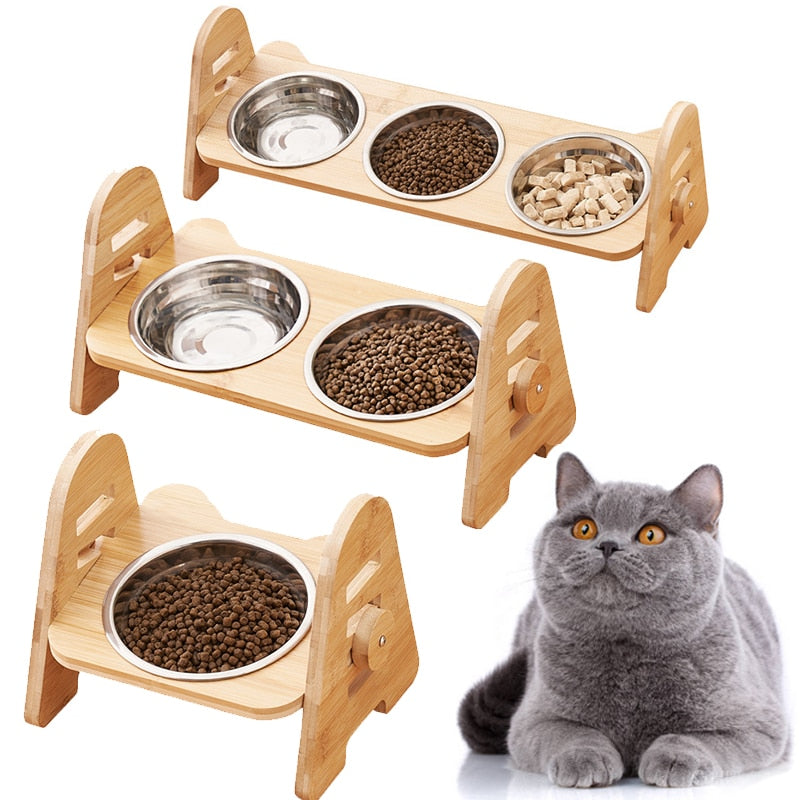 Bamboo Elevated Cat Bowls - Cat Bowls