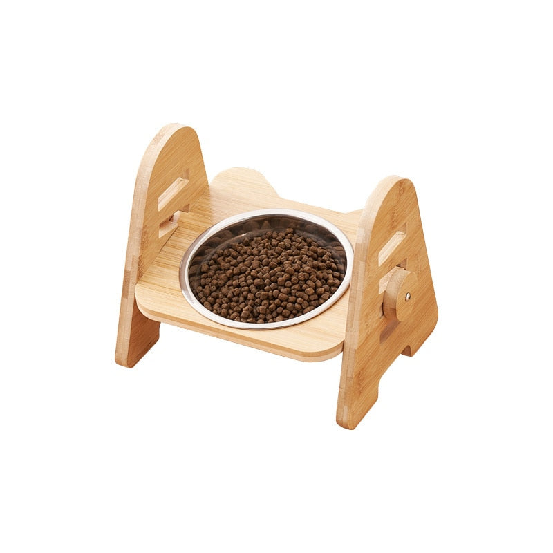 Bamboo Elevated Cat Bowls - Single bowl - Cat Bowls