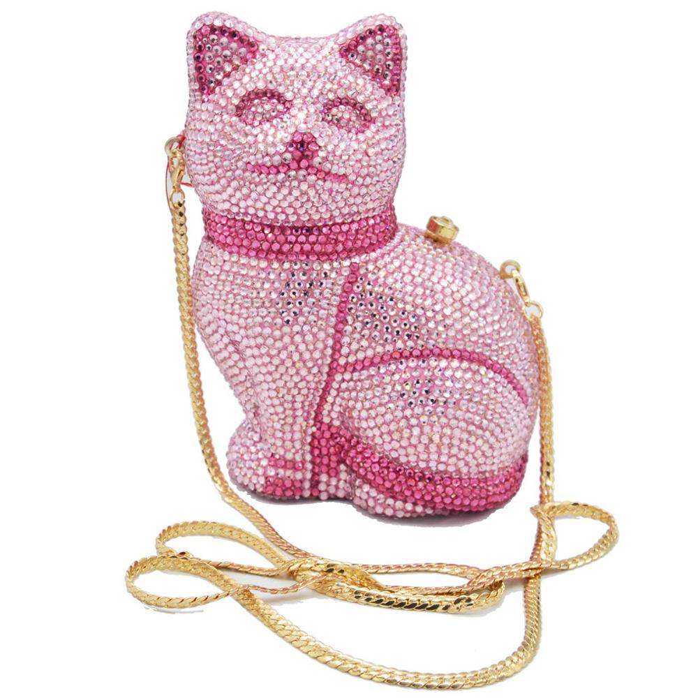 Beaded Crossbody Cat Purse - Pink - Cat purse
