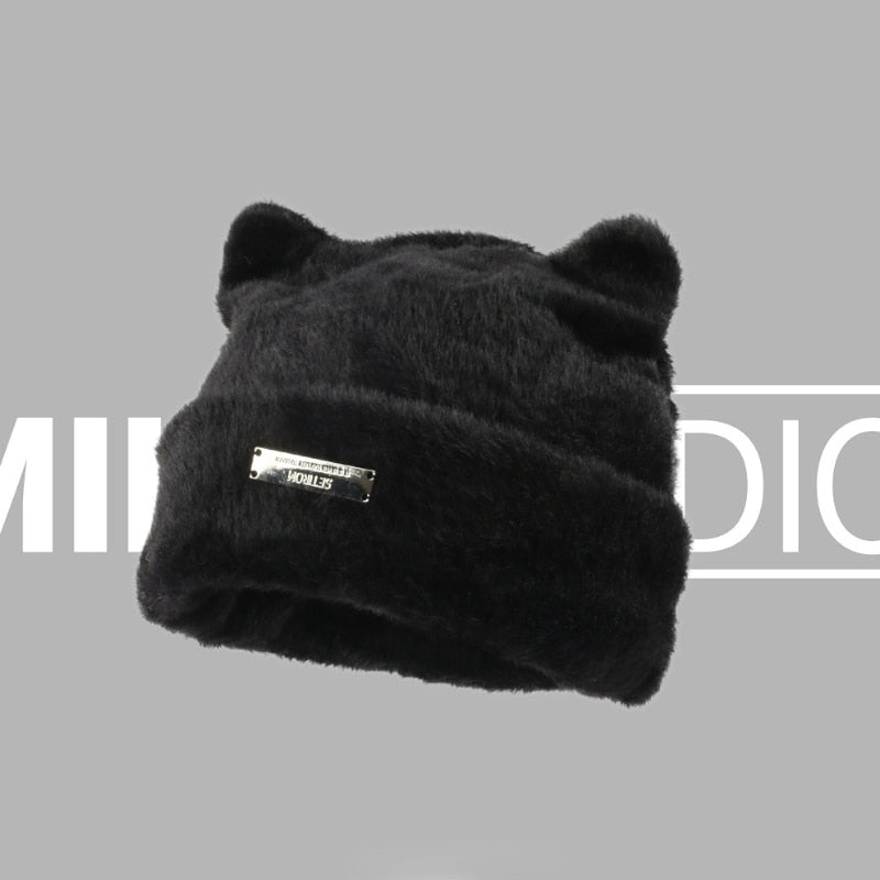 Beanie Cat Hat - Black / 56-58cm - Cat beanie