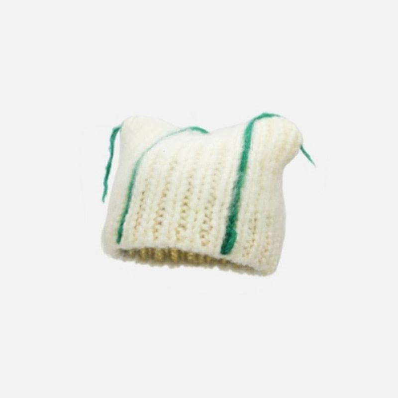 Beanie with Cat Ears - Milky White / 56-58cm - Cat beanie