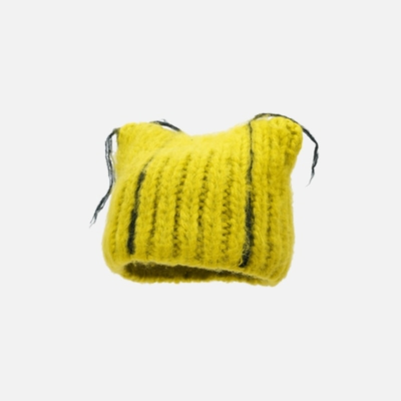 Beanie with Cat Ears - Yellow / 56-58cm - Cat beanie