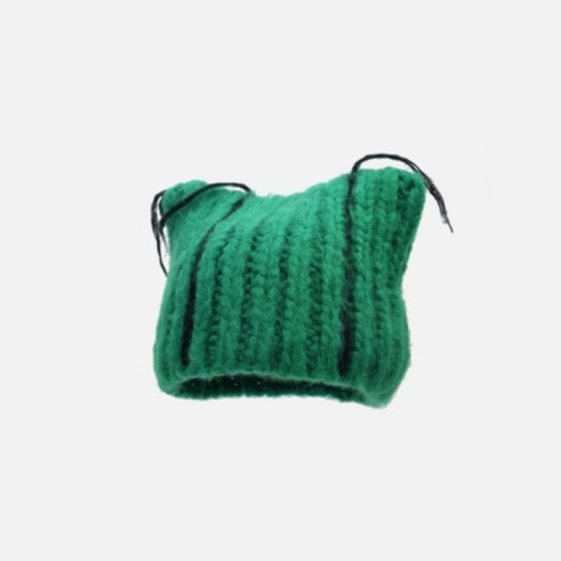 Beanie with Cat Ears - Green / 56-58cm - Cat beanie