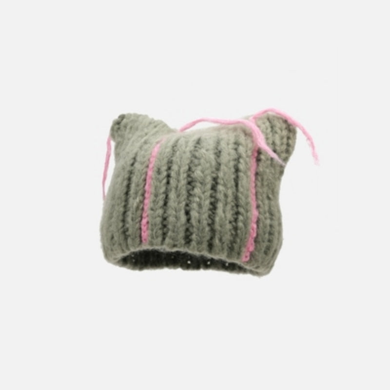 Beanie with Cat Ears - Grey / 56-58cm - Cat beanie