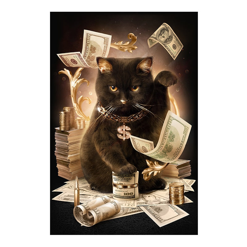 Big Black Cat Wall Art - 13X20 cm No Frame / Black