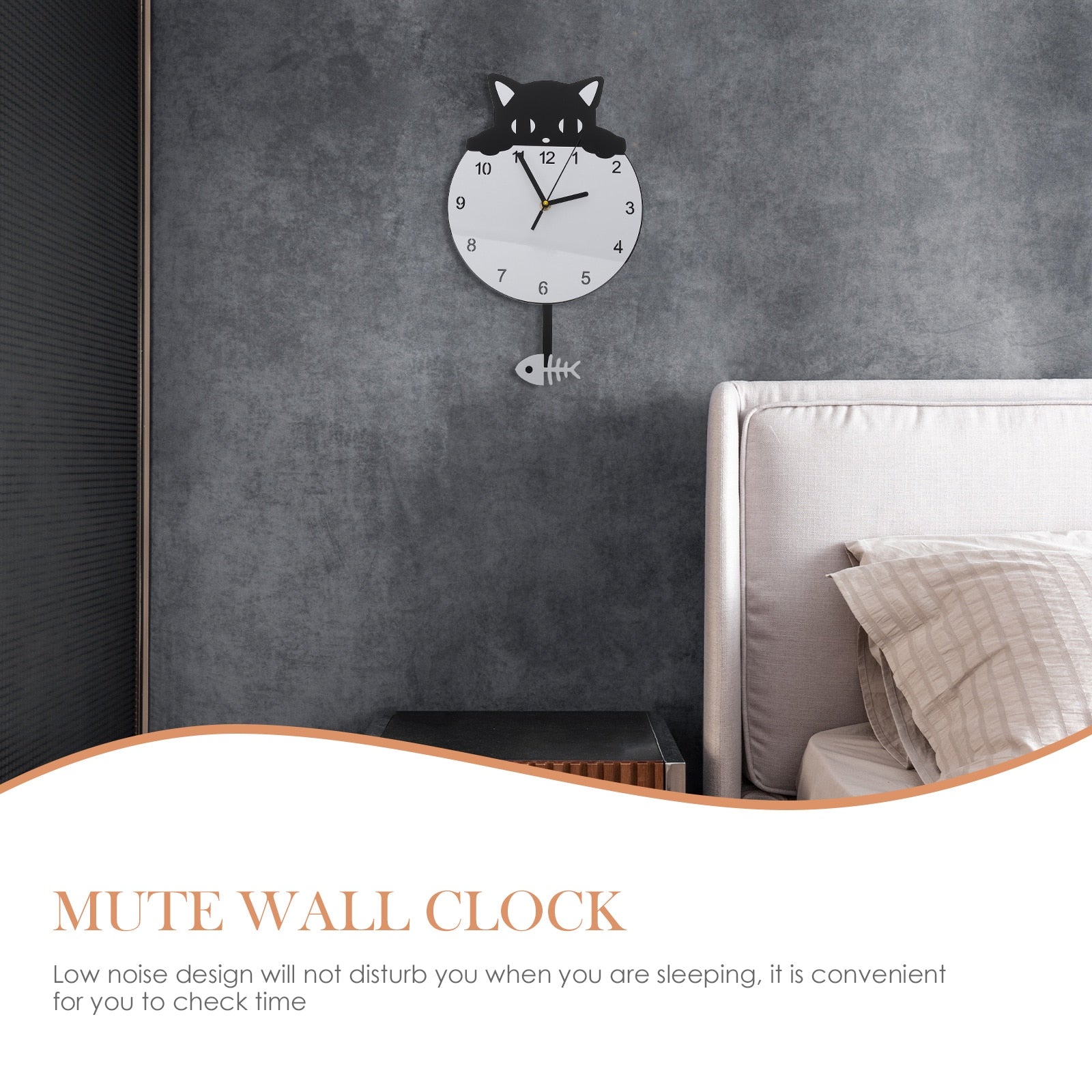 Black and White Cat Clock