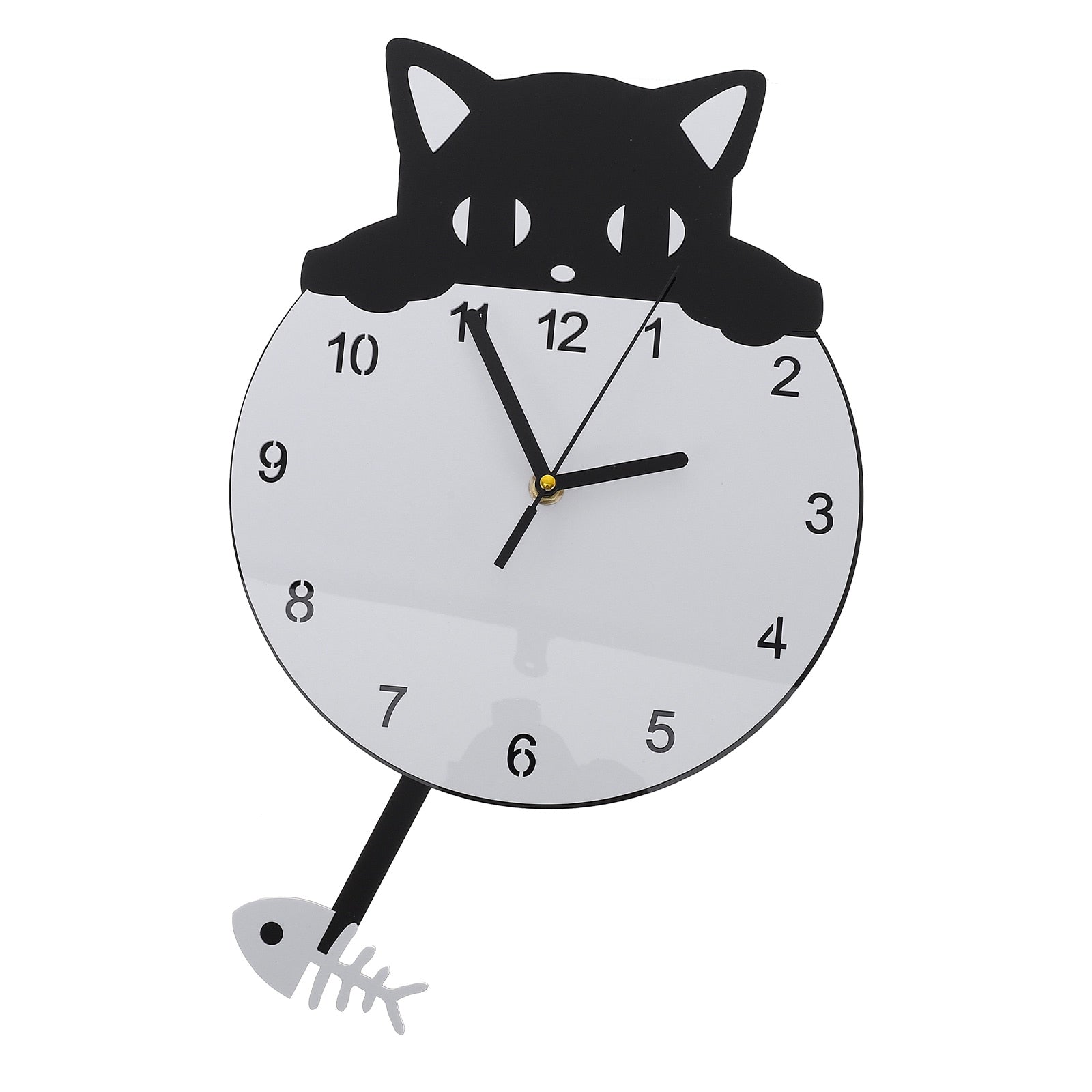 Black and White Cat Clock
