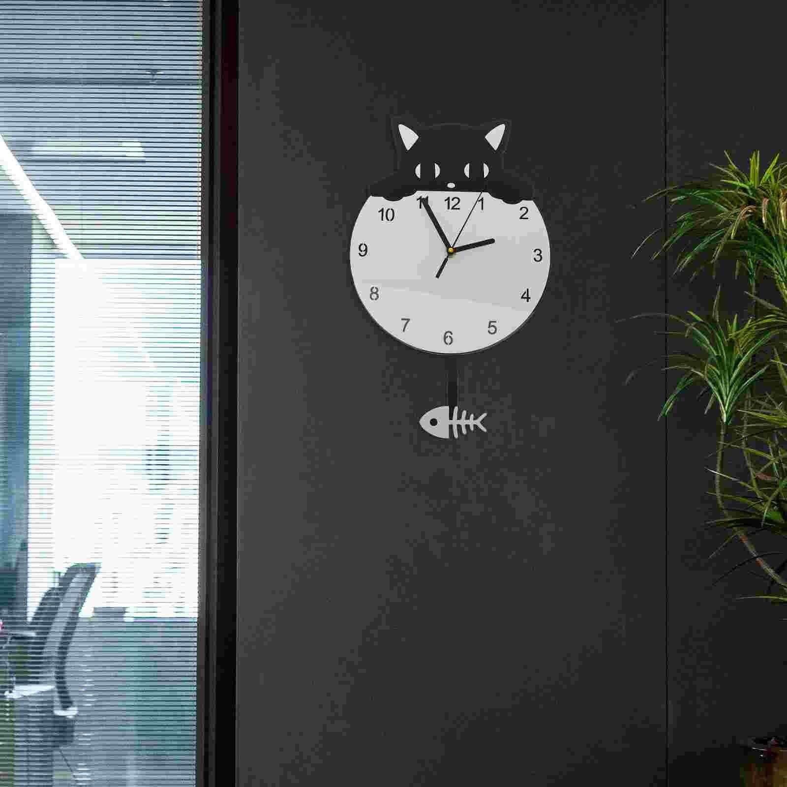 Black and White Cat Clock