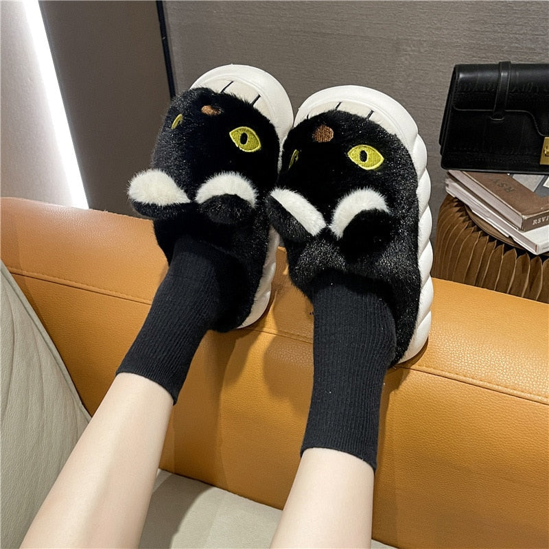Black and White Cat Slippers - Cat slippers