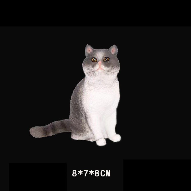 Black and White Cat Statue - White