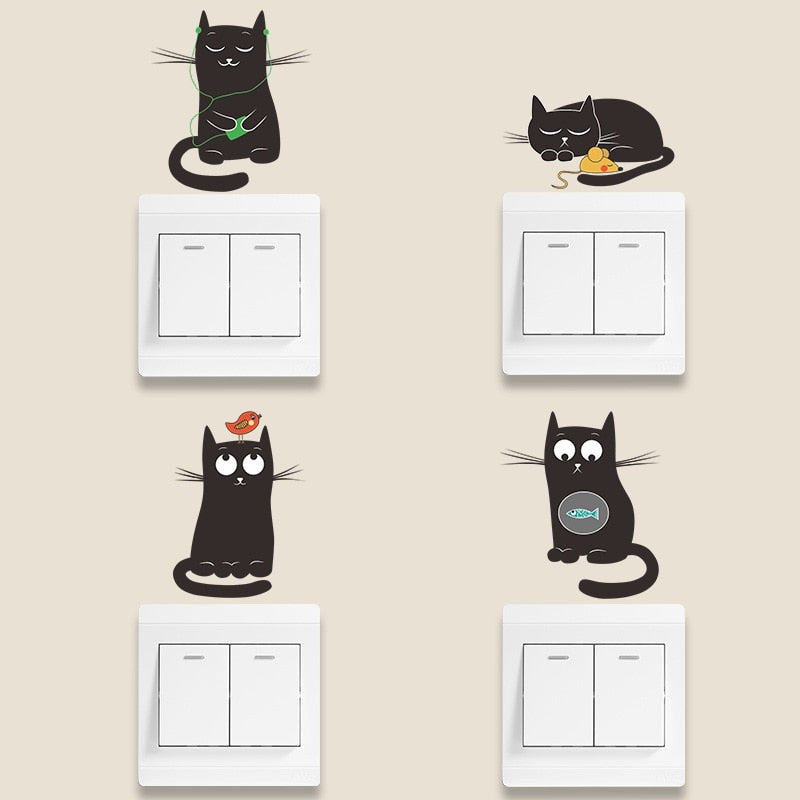 Black and White Cat Stickers