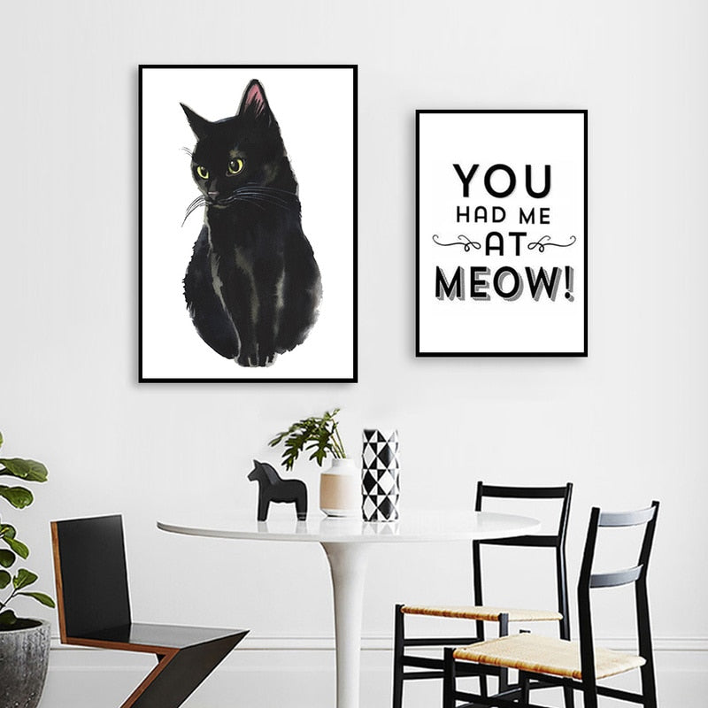 Black and White Cat Wall Art