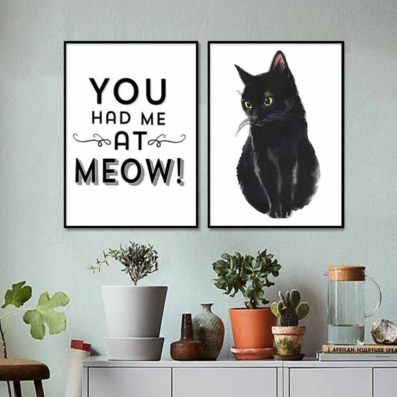 Black and White Cat Wall Art