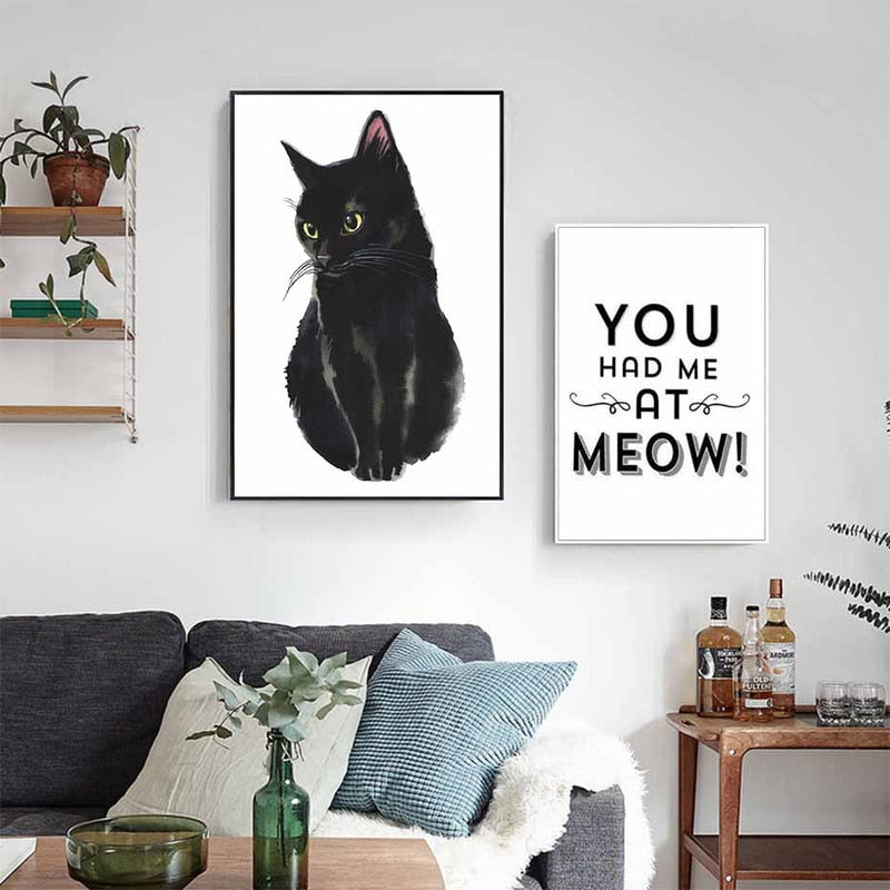 Black and White Cat Wall Art