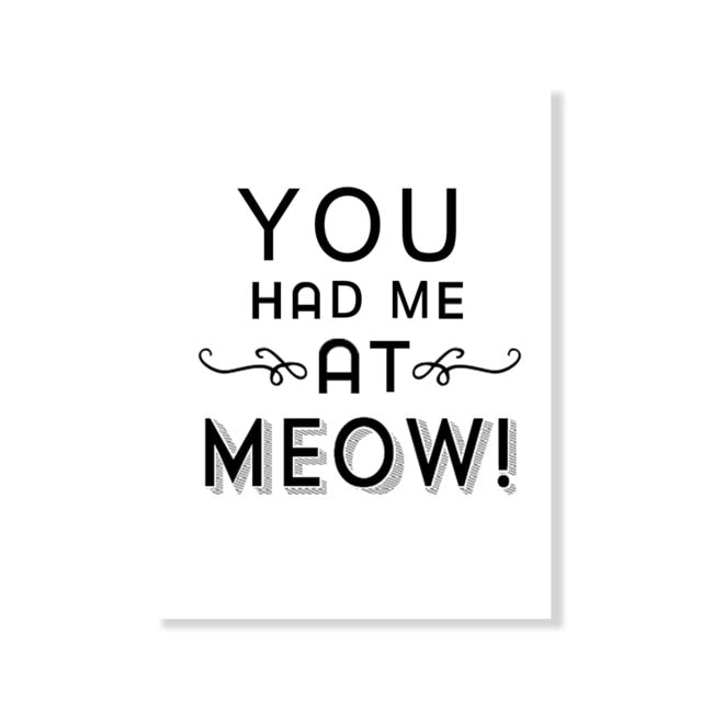 Black and White Cat Wall Art - 20x30m no frame / White