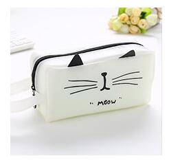 Black and White Cosmetic Purse - White - Cat purse