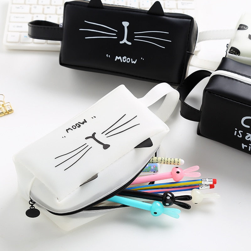 Black and White Cosmetic Purse - Cat purse
