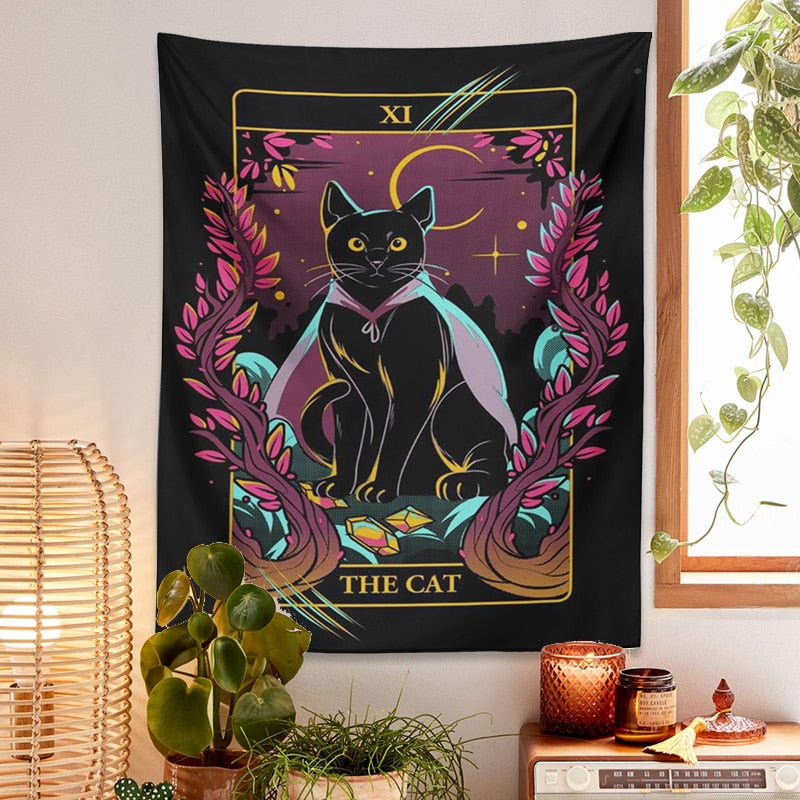 Black Art Cat Tapestry - Cat Tapestry