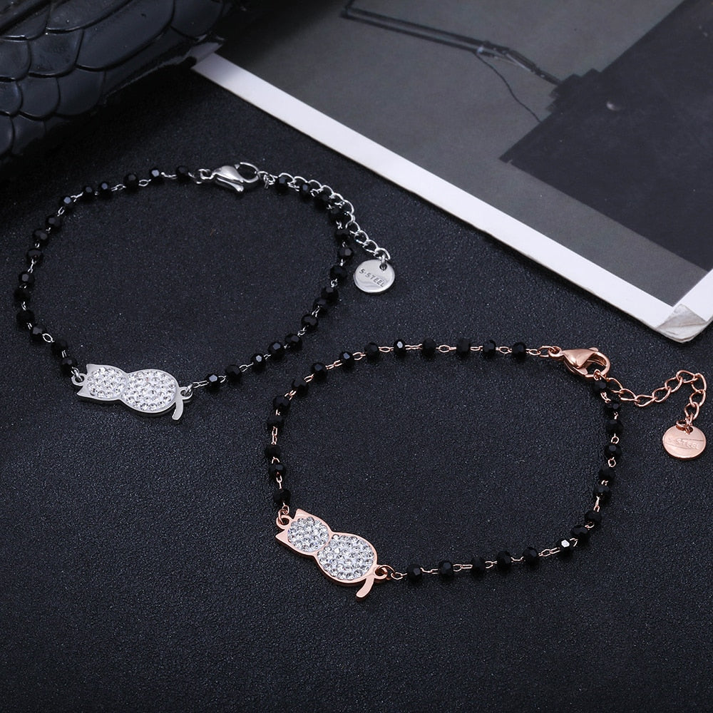 Black Cat Bracelet - Cat bracelet