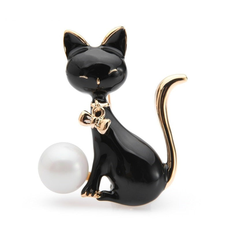 Black cat Brooch - Black - Black cat Brooch