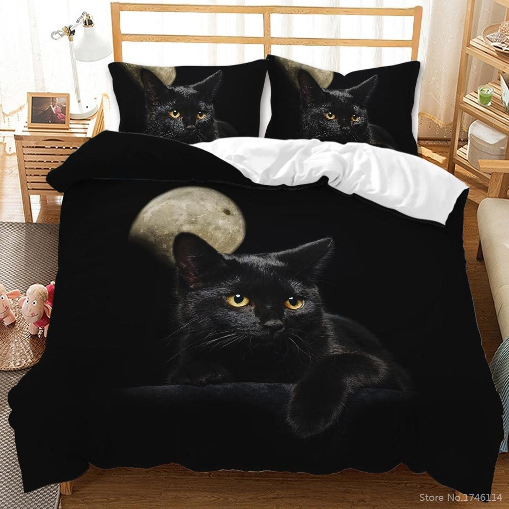 Black Cat Duvet Cover - Black / US Twin 173x218cm