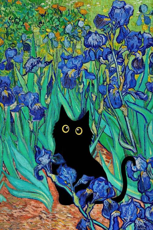 Black Cat Face Painting - 20X30CM NO FRAME / Green