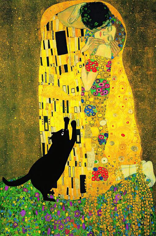 Black Cat Face Painting - 20X30CM NO FRAME / Yellow