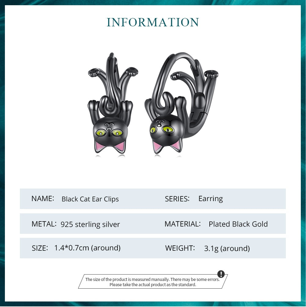 Black Cat Hoop Earrings - Cat earrings