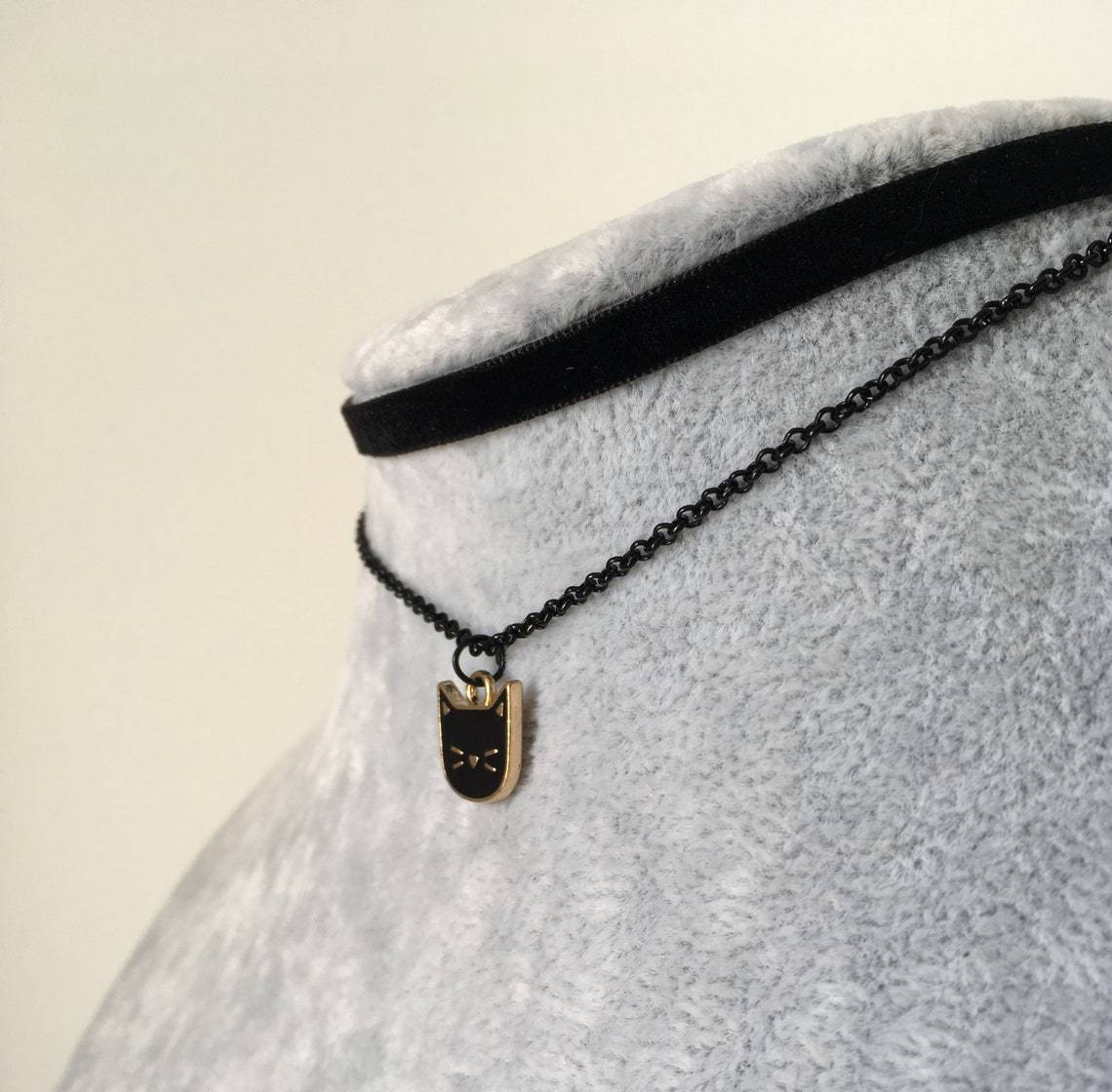 Black Cat Necklace Charm - Cat necklace