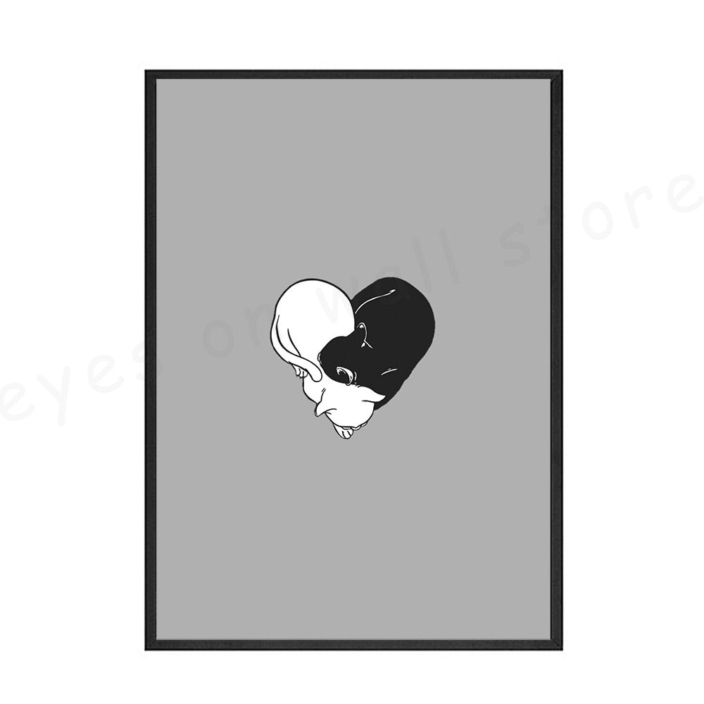 Black Cat Posters - 10x15cm No Frame / Grey - Cat poster