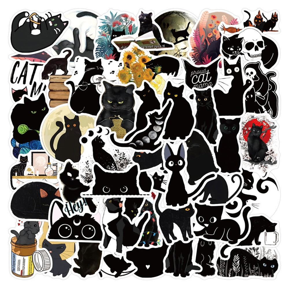 Black Cat Stickers - 50